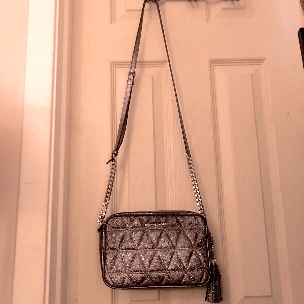 Silver Michael Kors Crossbody Bag